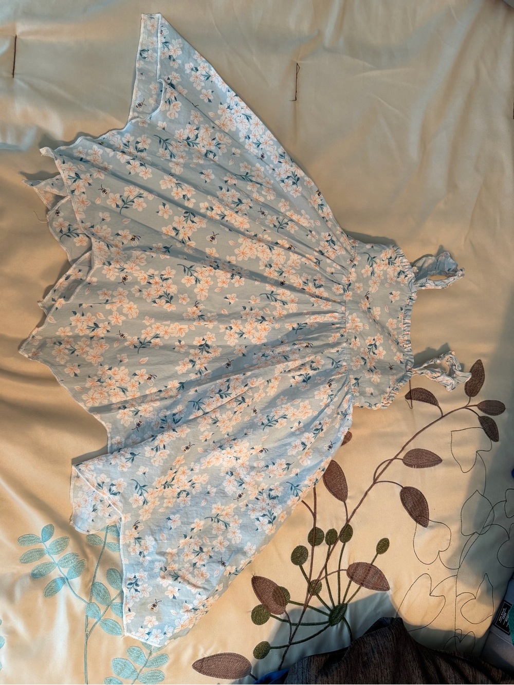 Catherine Malandrino Light Blue Floral Sundress with Ruffle Straps